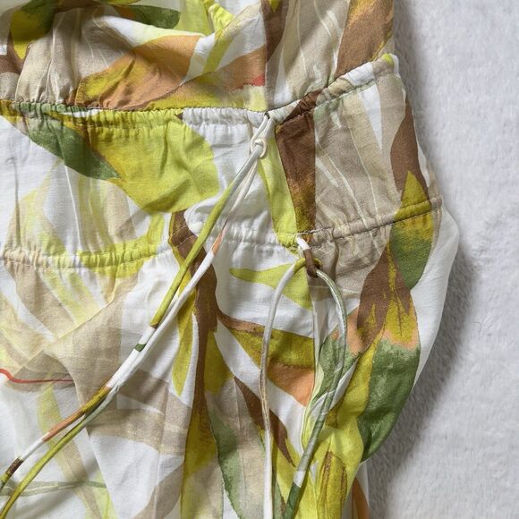 H&M Strappy Midi Dress Womens Sz M Cream Floral Drawstring Detail - Picture 5 of 13